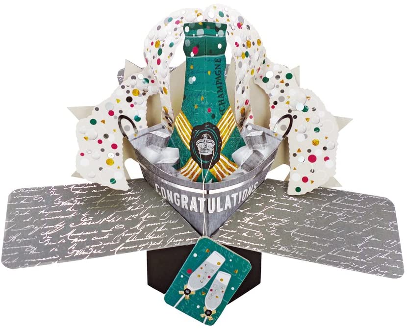 Champagne Popping Congratulations Pop Up Greeting Card 3D Pop-Up Cards, Assorted, A5