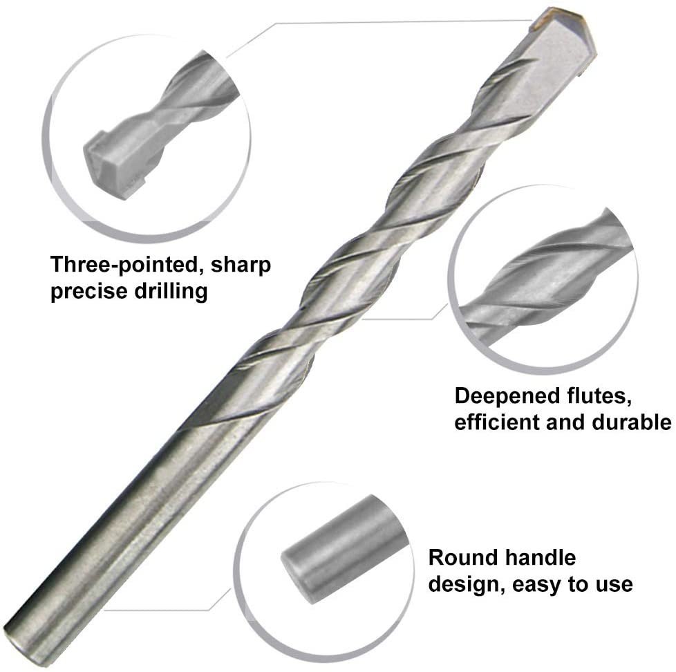 NORTOOLS 8PCS Masonry Drill Bit Set (3/4/5/6/8/9/10 mm) - Carbide Tip for Concrete Brick, Stone, 8 PCS_Silver - Image 3