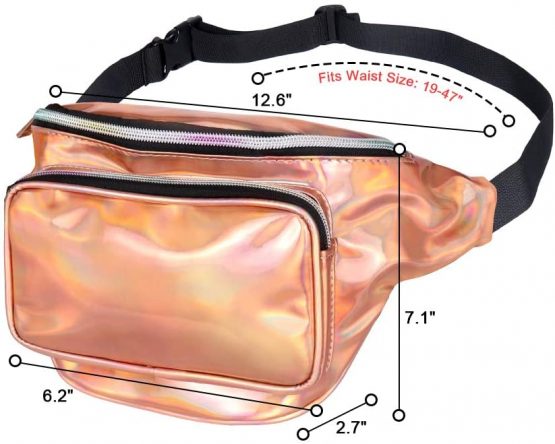 Party Silver Running Hiking Geestock Holographic Fanny Pack for Women/Men Festival Rave PVC Waterproof Shiny Waist Bag Laser Waist Bum Bag with Adjustable Belt for Travel