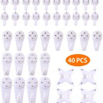Kungfu Mall 40 Pack Non-Trace Hardwall Drywall Picture Hanging Hook Clock Hanger Wall Picture Hook Frame for Hanging Paintings Wedding Photos Mirror Wall Studs