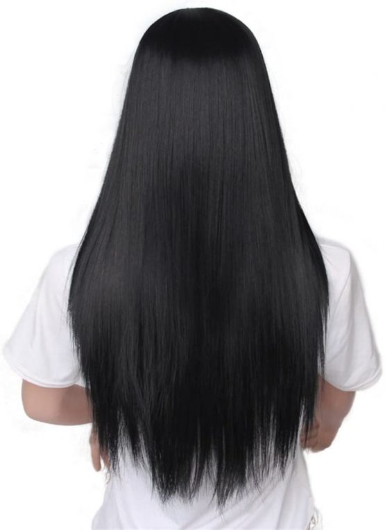 75cm Long Hair Heat Resistant Straight Cosplay Wig(Black) - Image 4