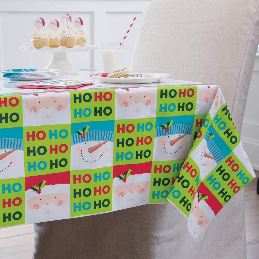 Unique Party 77103 - Plastic Holly Santa Christmas Tablecloth, 7ft x 4.5ft, Multicolor, 83.9 x 53.9 inch (Rectangular) - Image 4