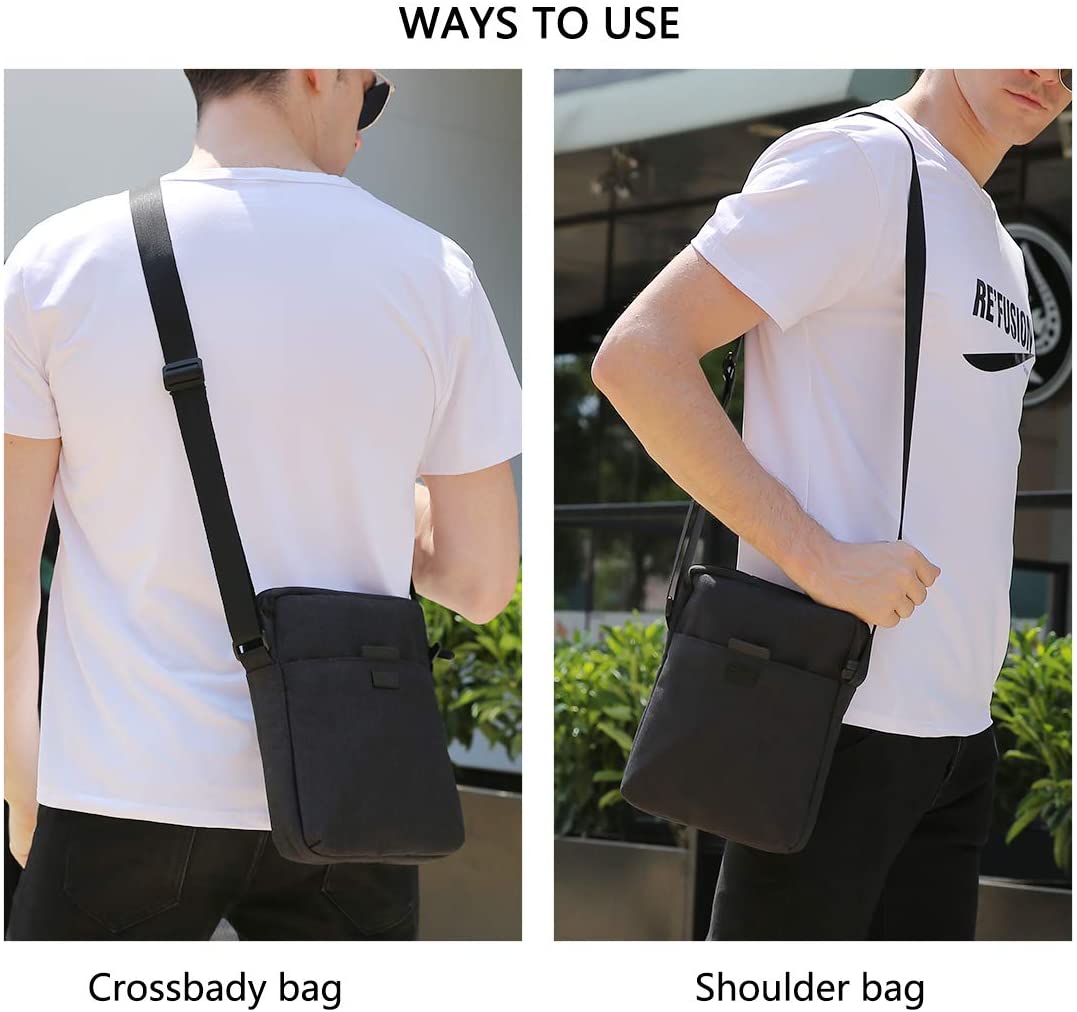 TINYAT Men Shoulder Bag Large Messenger Bags Waterproof Crossbody Bags for Men with Adjustable Strap for Outdoor Working Business,Black - Image 4