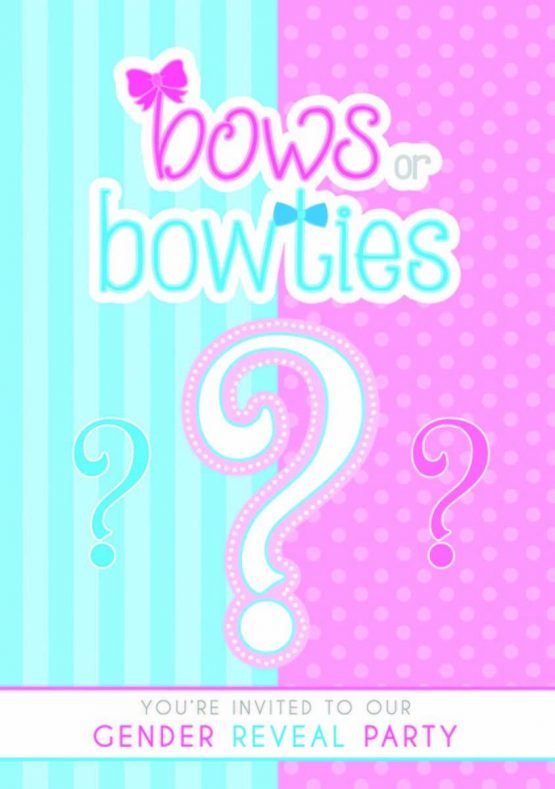 Forum Novelties x80045 Gender Reveal Invitation, Blue, Pink