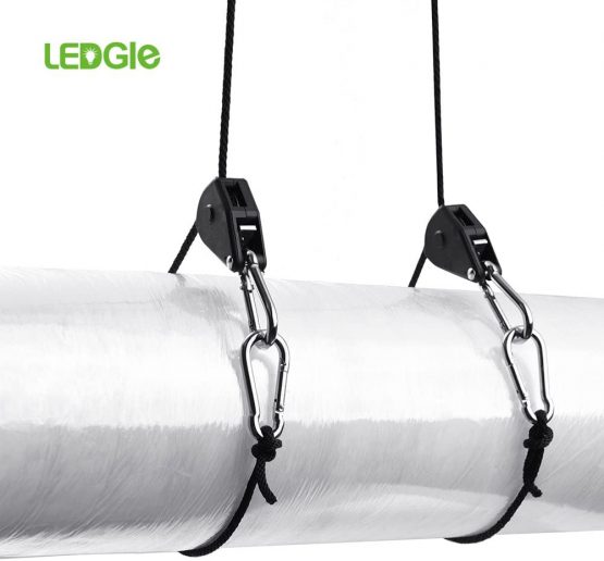 LEDGLE Rope Ratchet Clip Hangers, 1/8" Heavy Duty Ratchet Ropes, Grow Light Hangers, Silver-Painted Metal Internal Gears 6ft, 150lb Capacity per Pair, Fully Locking Tear and Rust Resistant, 2 Pairs - Image 4