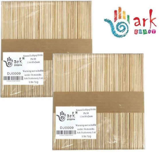2 x 50 Lollipop Craft Sticks (Natural or Colored) (Natural) by ark Craft - Image 2