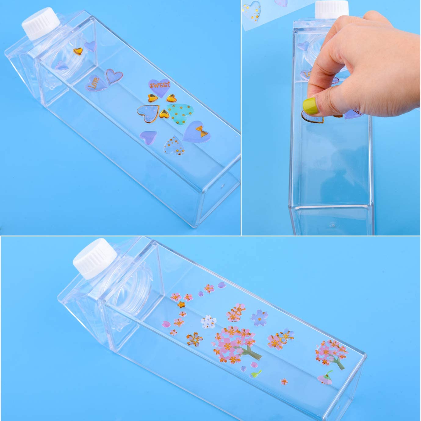 WXJ13 Milk Carton Water Bottle Milk Box Plastic 500ml Portable Cute Cup