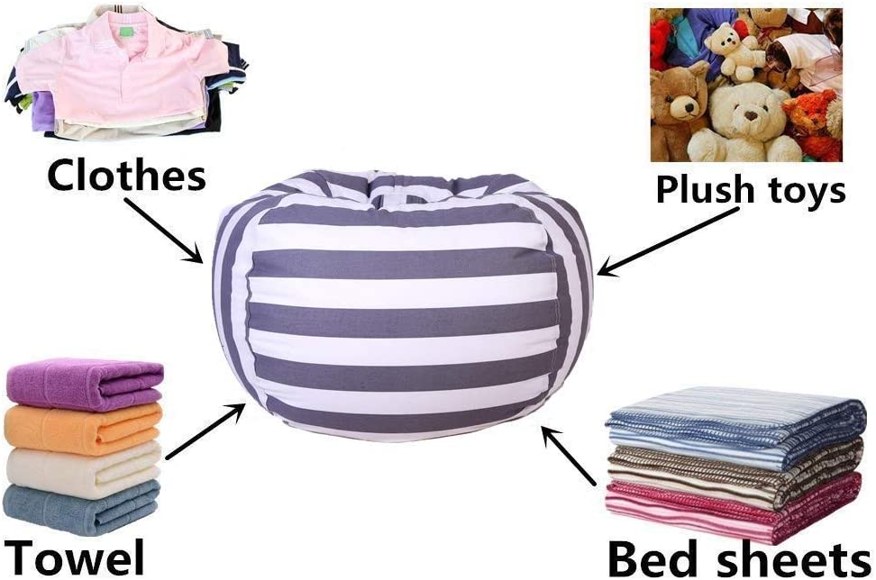UMYMAYDO1 TOY STORAGE BEAN BAG, Cover, 38" Extra Large Toy Organizer, Stuffed Animal Organizer in Gray - Image 4