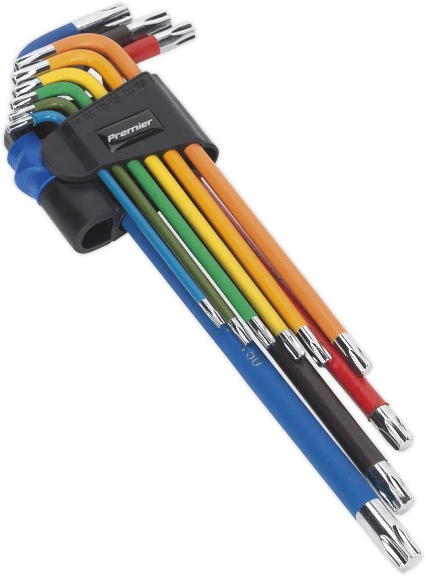 Sealey Ak7194 Trx-Star Key Set 9Pc Colour-Coded Extra-Long, Multicoloured