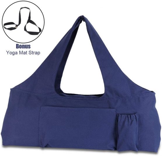 KUAK Extra Large Yoga Mat Bag and Carriers with Yoga Mat Strap, Top Full-Zip Closure, Bottle Pocket/Big Open Pocket and Zipper Pockets, Quality Canvas Women Tote Bag for Gym Sports Beach