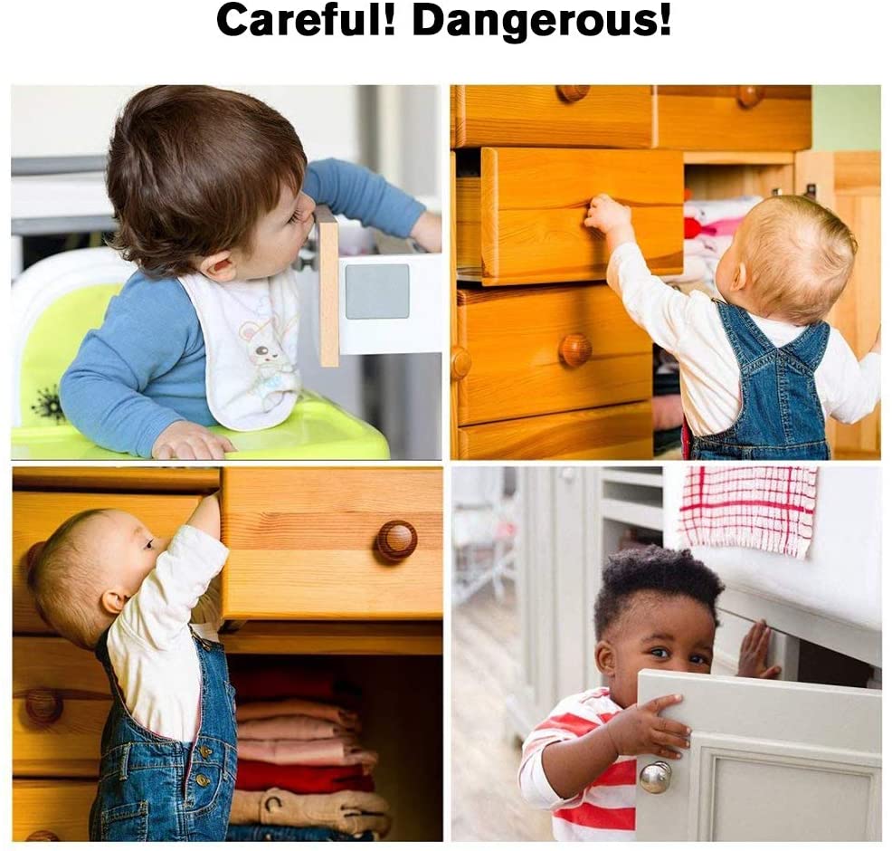 8 Pack Brown Child Safety Locks, SACONELL Baby Proof Cabinets Latches with No Trapped Fingers for Cupboard Drawers, Closet - Image 3