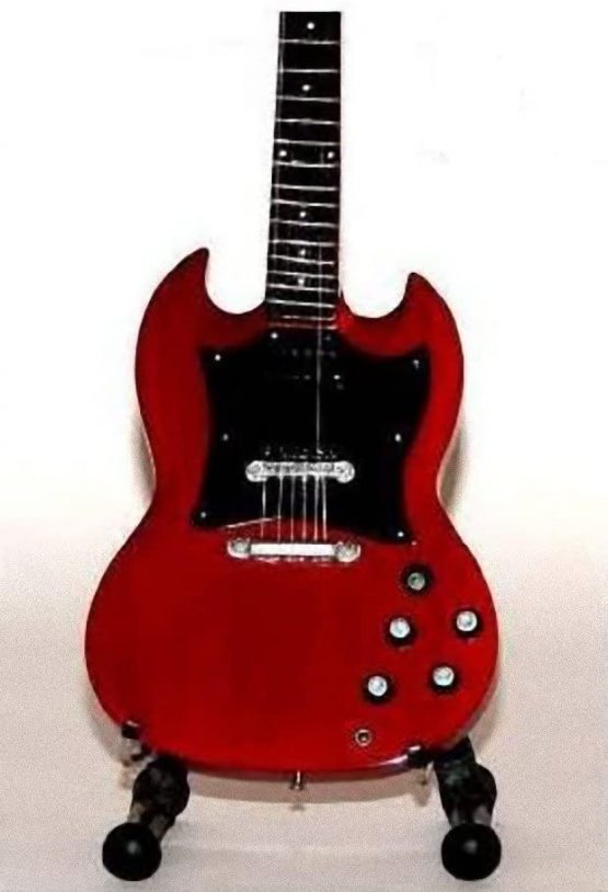 ACDC Miniature Guitar - Angus Young - Gibson SG Red - Wood Replica 25 cms - Image 3