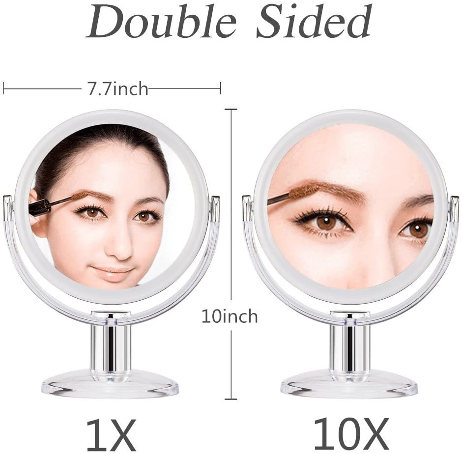 Gotofine Double Sided Tabletop Makeup Mirror 1 X & 10 X Magnifying