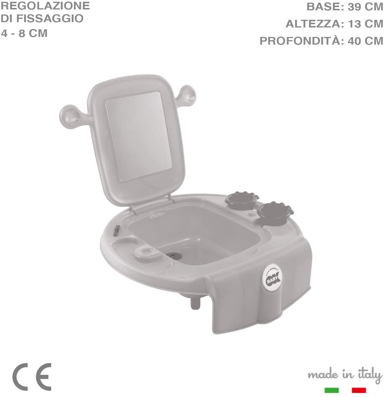 OKBABY Space - Mini Washbasin for Children Attaches to Bathtub or Bidet - Fuchsia, Fucsia, 13 cm (W) x 39 cm (L) x 40 cm (H) - Image 2