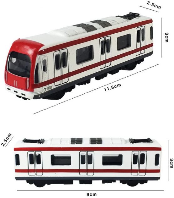 Train Model, 4pcs Car Set Alloy City Rail Subway Train Model ,1/64 Scale Alloy Subway/ Car Model, Red White - Image 4