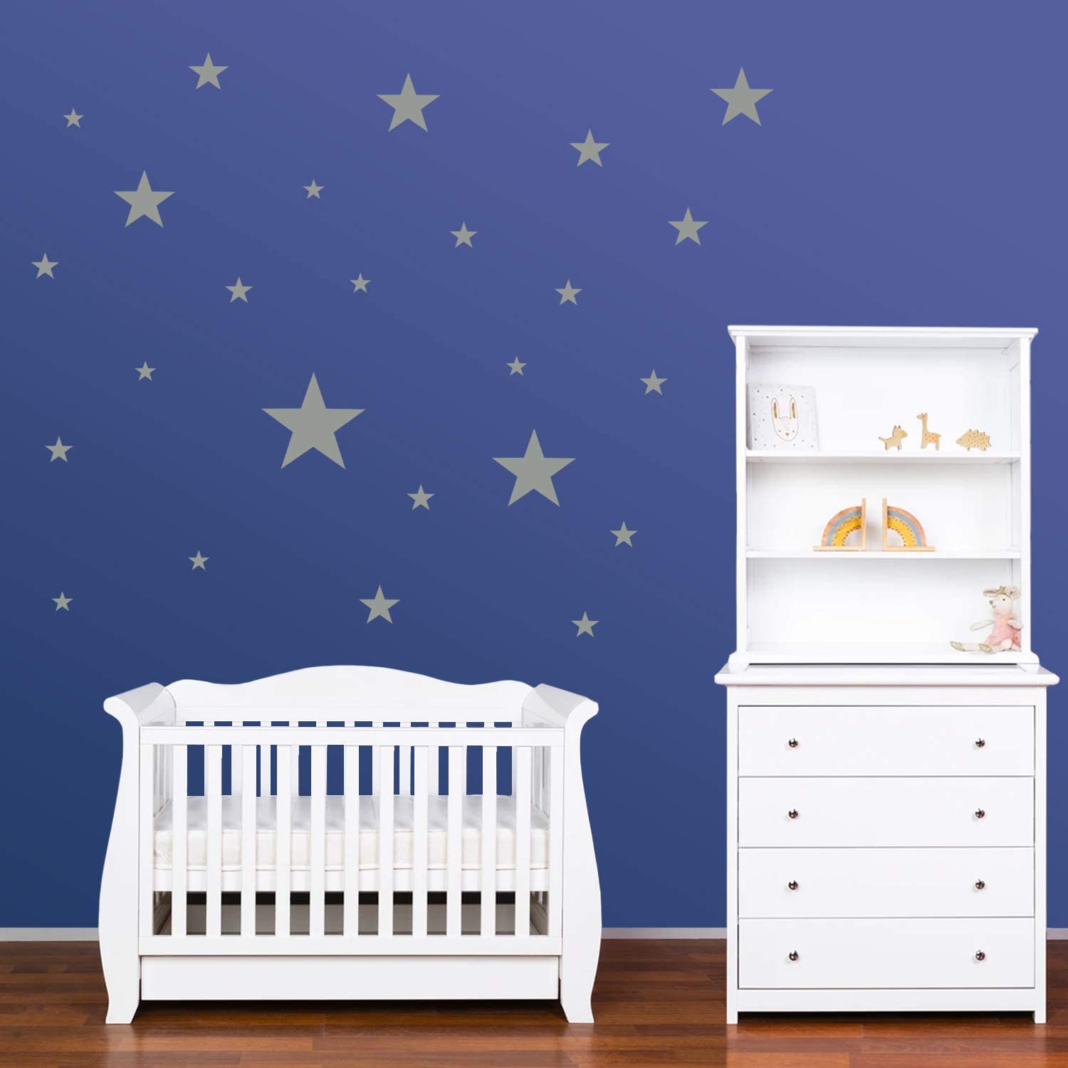 PREMYO Set of 32 Star Wall Stickers Kids - Nursery Decor Easy to Apply - Decals for Bedrooms for Girls Boys Grey - Image 3