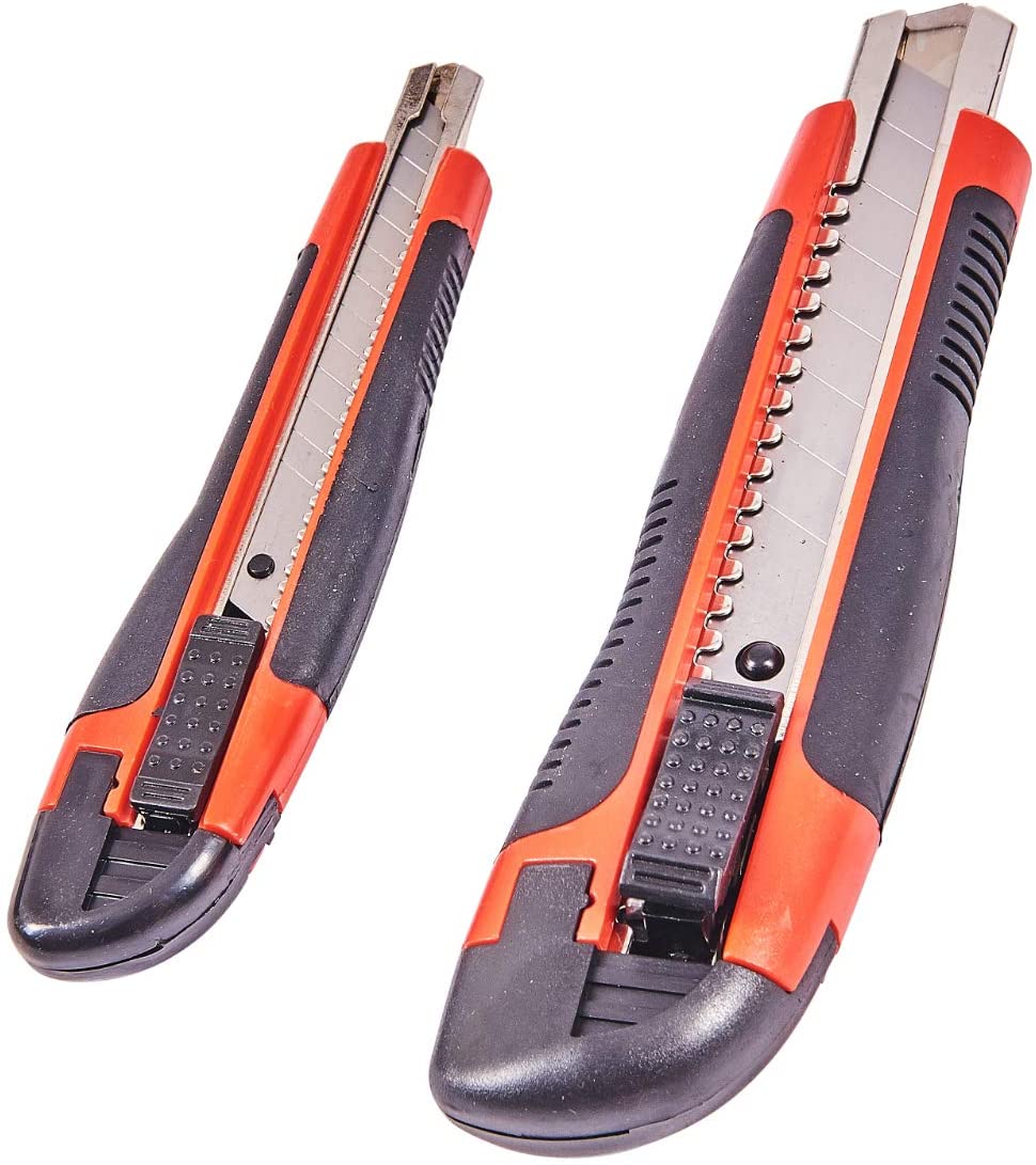 Amtech S0150 2pc Snap-Off Blade Disposable Retractable Knife Set, Craft Knives, Black & Red - Image 2