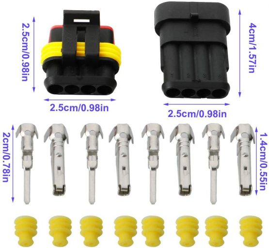 CESFONJER 15 Kit Car Wire Connector, Waterproof Electrical Terminal, Plug for Auto Motorcycle Scooter Truck Marine Plug Socket Kit, 2 Pin × 5 Kit, 3 Pin × 5 Kit, 4 Pin × 5 Kit. - Image 4