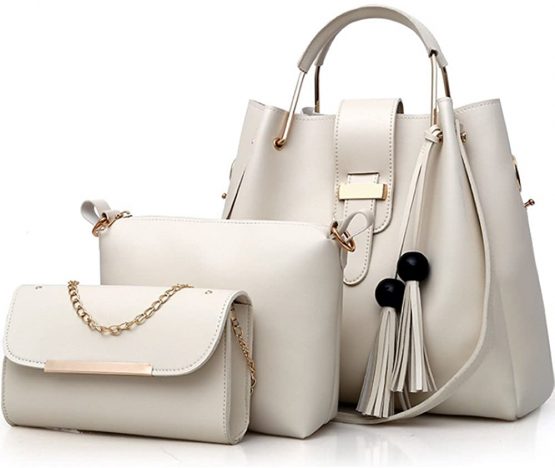 FiveloveTwo Women Purse and Handbags 3 Pcs Bag Set PU Leather Tassel Totes Clutch Satchels Top Handle Shoulder Crossbody Bags Pack
