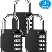 Combination Padlock Heavy Duty Locks - BeskooHome 4-Digit Weatherproof Combination Lock Resettable Combination Padlock Outdoor for Gym, School, Hasp, Outdoor Shed, Storage, Cabinet, Toolbox - 3 Pack
