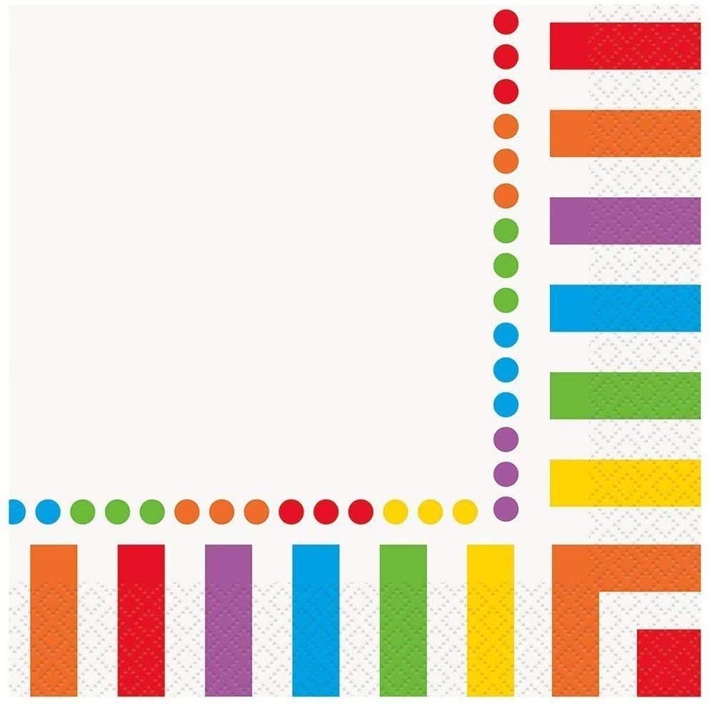 Offer Shop Rainbow Party Kids Birthday Decoration-Rainbow Plates Cups Napkins Table Cover -16 Guests, Rainbow Kit - 16 - Image 3