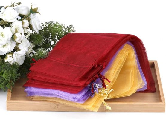 30 PCS Organza Wine Bags,37 * 14 cm Organza Bottle Gift Bags with Drawstring for Party Favours(Gold+Purple+Red) - Image 3