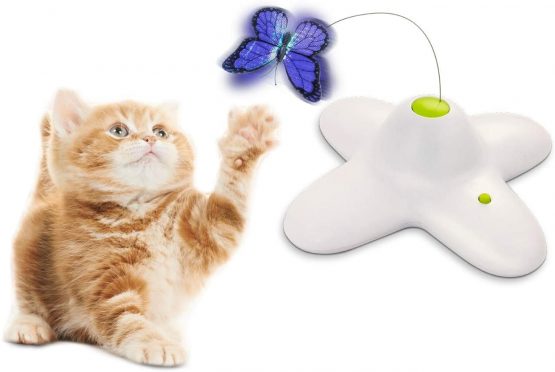 ALL FOR PAWS Interactive Flutter Bug Cat Butterfly Toy With Two Replacements Flashing Butterflies Toys