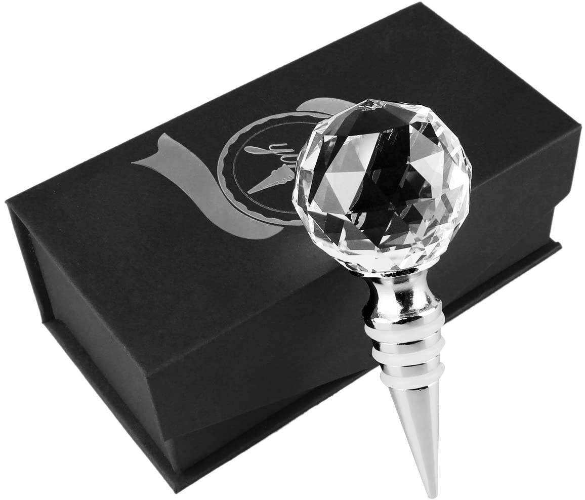 Wine Bottle Stoppers, YINUO Crystal Diamond Ball Champagne Stopper Red