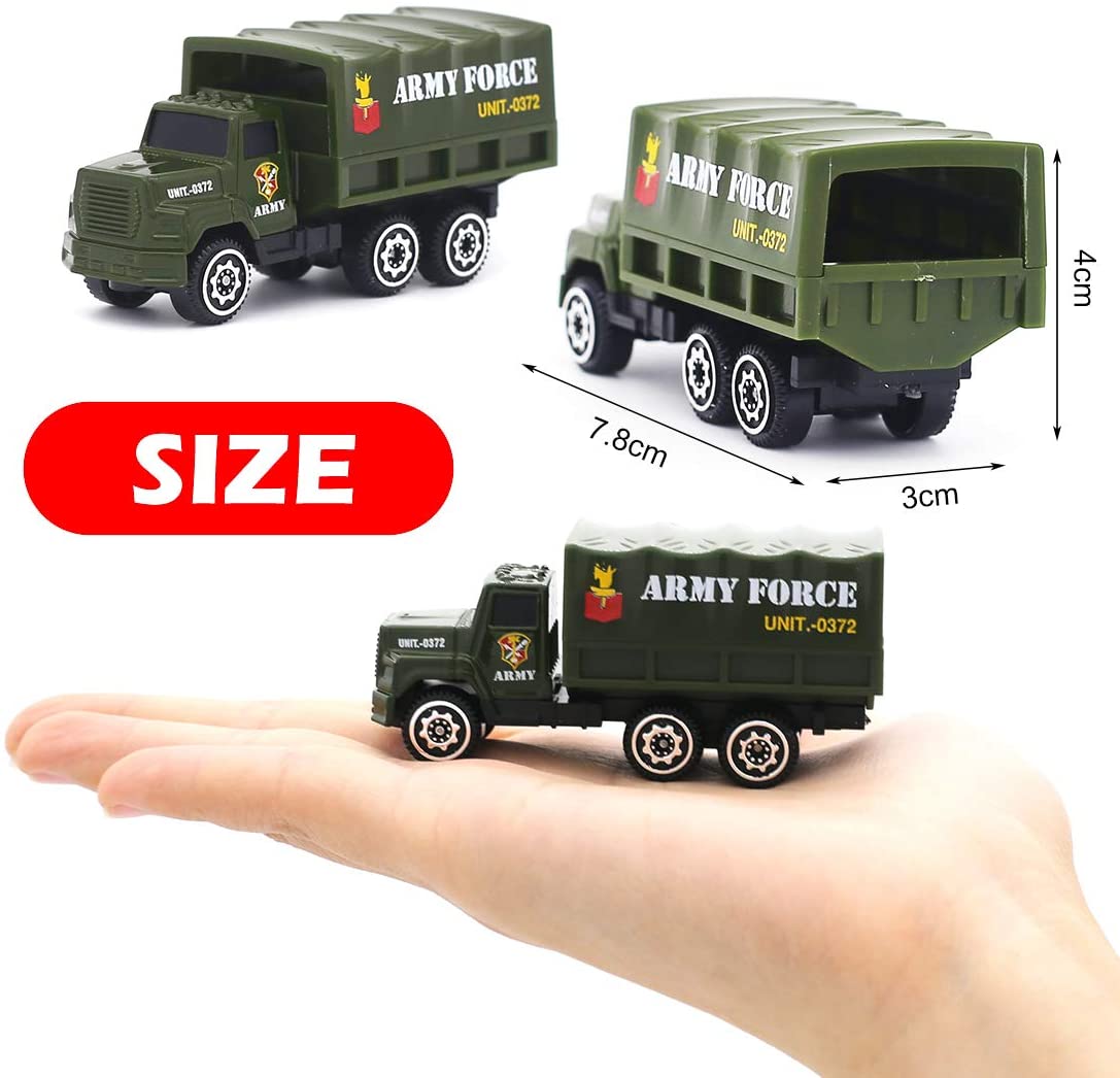 Alloy Military Truck Set Mini Pocket Size Models Play Vehicles Toy Party Favors Cake Decorations Topper Birthday Gift for Kids Boys Girls 6Pcs Set - Image 2