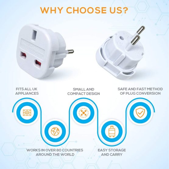 MOBIBAY 10 Pack EU Travel Adapter, UK to European Plug Adapter, Europe Converter Type C, E, F for Spain, France, Italy, Portugal, Germany, Netherlands, Greece, Poland, Turkey and More (Black) - Image 2