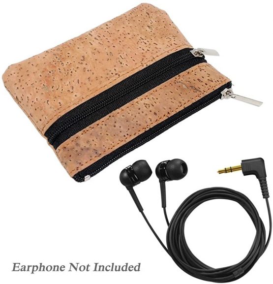 Boshiho Coin Purse Zipper Vegan Cork Coin Pouch Petty Change Holder with Key Ring (Tan)(Size: 4.3 x 3.3 x 0.2 inch) - Image 4