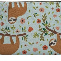 HUGS IDEA PU Leather Long Wallet Sloth Flowers Printing Women's Zipper Purse Clutch