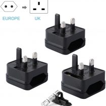 European to UK Plug Adaptor,AIEVE 2 Pin EU to UK 3 Pin Adapter Plug, EU to UK Plug Converter Euro Plug Adaptor UK Socket Adapter (3-Pack,Black)