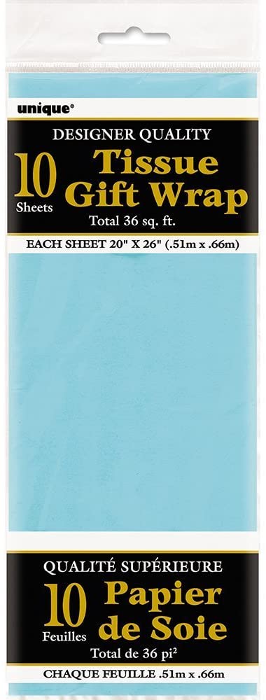 Vibrant Baby Blue Tissue Sheets (50cm x 66cm) 10 Count, Premium Quality, Large Gift-Wrapping Paper for Crafts Decorations - Image 2