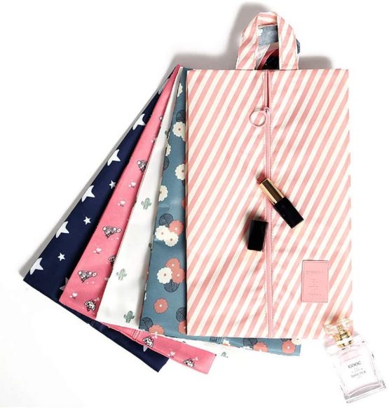 Shoe Bags Travel,5 Pack Portable Shoe Organizer with Transparent Window Zipper Waterproof Shoe Storage for Makeup Bathing Clothes Cosmetic Nylon 35 * 20CM