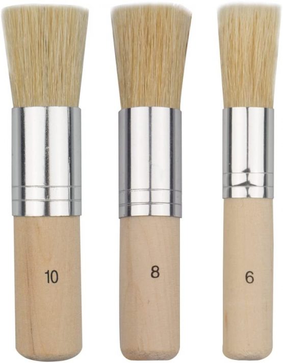 Novelfun Wooden Stencil Brush (Set of 3), Natural Bristle Brushes Perfect for Acrylic Painting, Oil Painting, Watercolor Painting, Stencil Project, Card Making and DIY Art Crafts