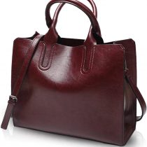 NICOLE&DORIS Tote Handbag Crossbody Bag Shoulder Bag Ladies Messenger Bag Purse PU Leather Red Wine
