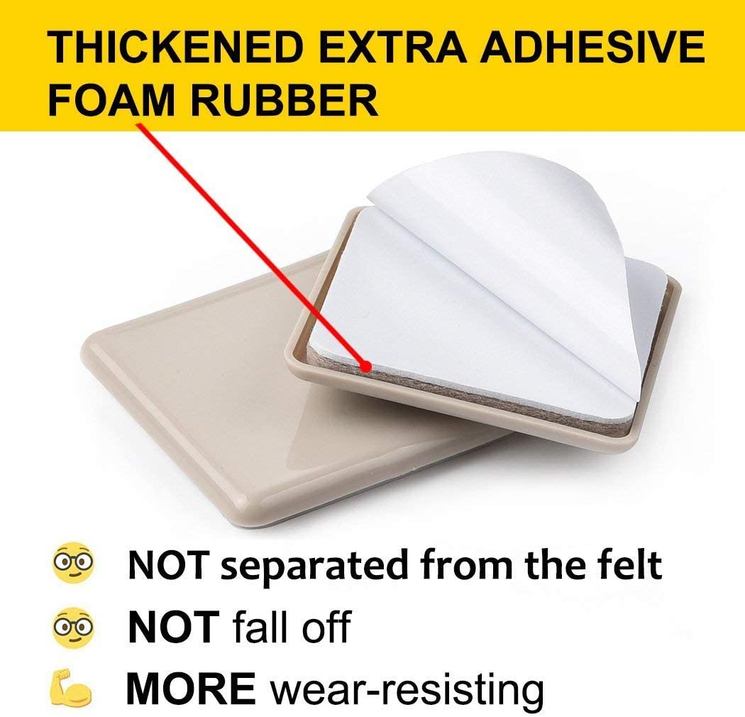 Ezprotekt Furniture Sliders and Gliders 2.5 Inch for Carpet Moving Furniture 64 mm Square Self-Adhesive Furniture Gliders Furniture Mover Pads,16 PCS - Image 3