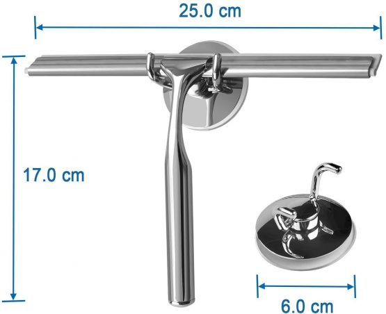 Ulinek Shower Window Squeegee, Stainless Steel Squeegee Shower Wiper Scraper Cleaner with Strong Suction Storage Hook for Bathroom Floor Kitchen Wet Room Mirror Car Window Glass Cleaning - Image 3