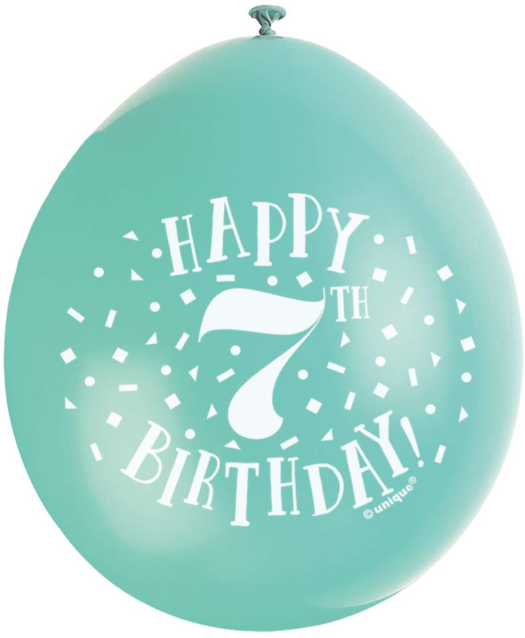 Happy 7th Birthday Assorted Colors Latex Balloons (22cm) Pack of 10 - Festive & Fun Party Decorations, 6 Different Colors, Age 7