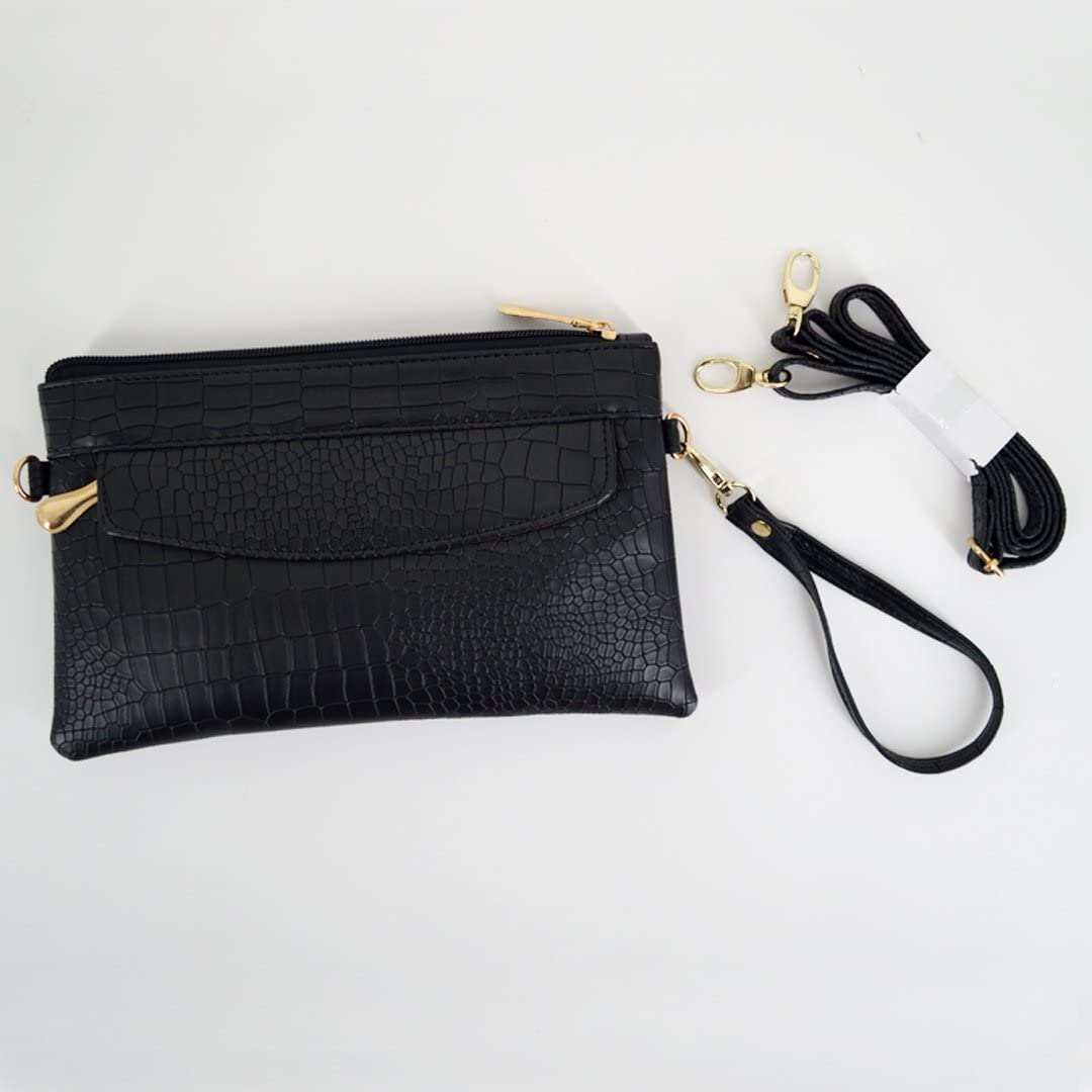 LA HAUTE Pu Leather Wristlet Handbags Small Shoulder Bags Phone Wallet Clutch Crossbody Bags, Black - Image 3