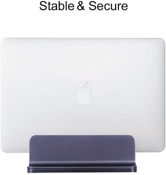 MOSISO Vertical Laptop Stand, Aluminum Alloy Desk Holder Space-Saving Stand Compatible with MacBook Air/Pro/iPad/Lenovo/Dell/Surface/Samsung/HP and Other Laptop Notebook, Space Gray - Image 2
