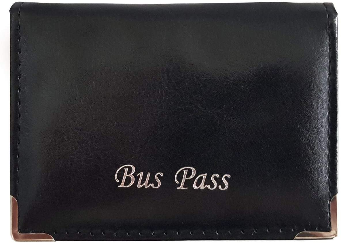PU Leather Bus Pass Oyster Travel Card Bus Pass ID Holder Wallet Cover Case …, Black - Image 2