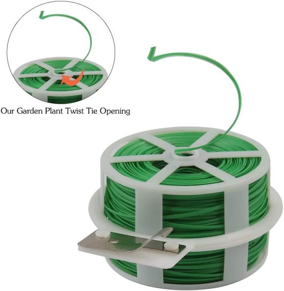 Shintop Garden Plant Ties, 328 Feet Twist Ties with Cutter, Garden Wire for Gardening, Home, Office (Green) - Image 2