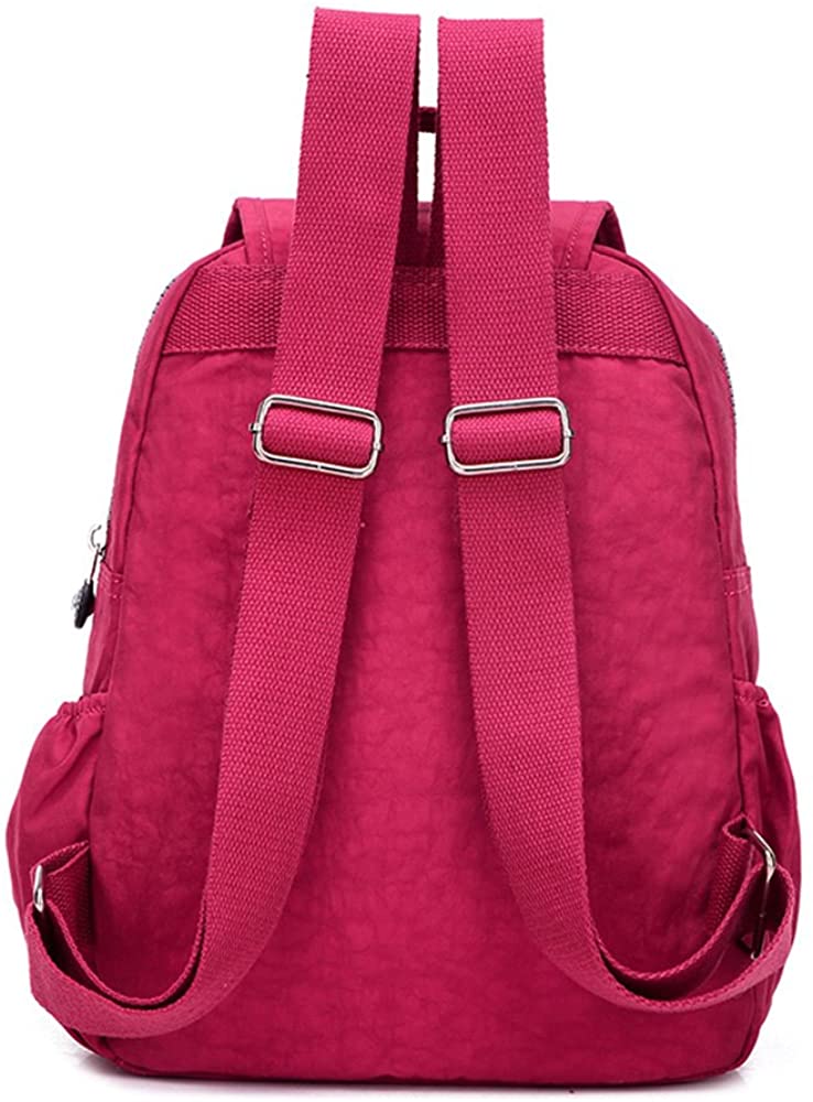 XUEREY Women's Small Handbag Nylon Shoulder Bag Casual Day Pack Multi-Pocket Casual Waterproof Nylon Bags Travel School Bag Laptop Backpack (Rose) - Image 4