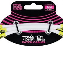 Ernie Ball 6 inch Flat Angle / Flat Angle Patch Cable 3-Pack - White