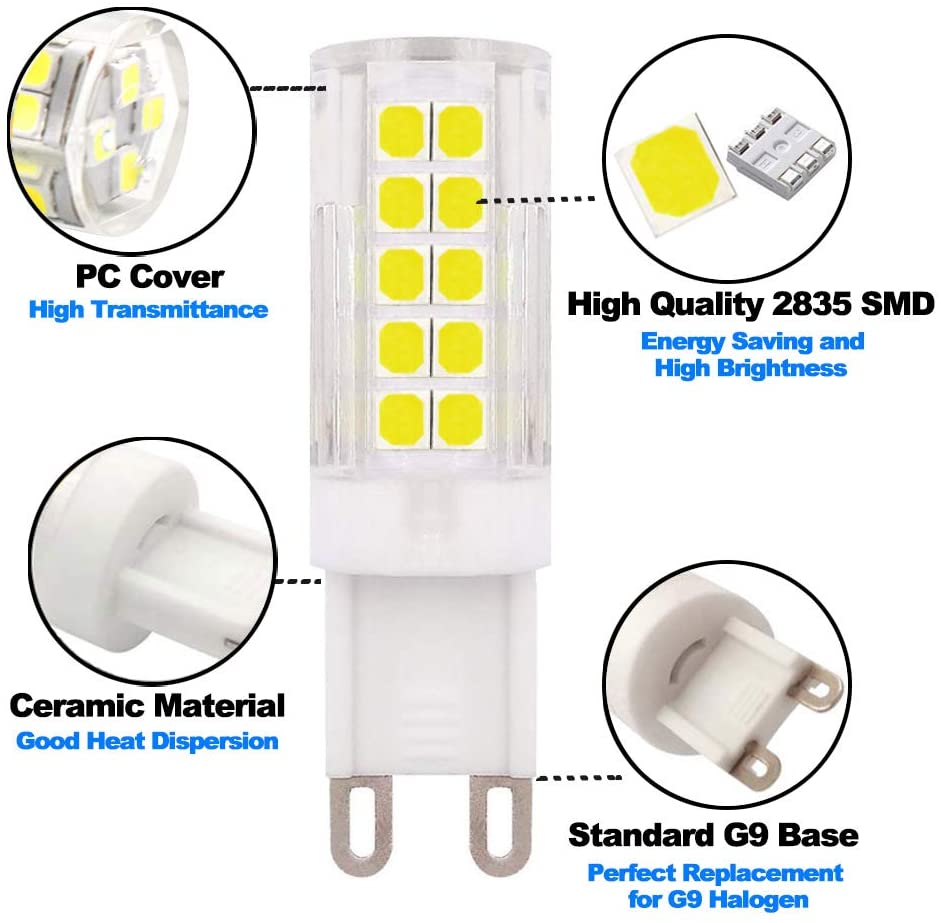 ZHENMING G9 Dimmable LED Bulb 6W White 6500K 60W Halogen Light Bulb Replacement, 220V - 240V, 5-Pack, Cool White, 5 Count (Pack of 1) - Image 3