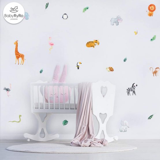 Animal Wall Stickers Kids, Jungle Wall Stickers, Safari Animals Nursery Wall Stickers for Bedrooms. Stylish Colourful Baby Wall Stickers for Nursery - Image 3