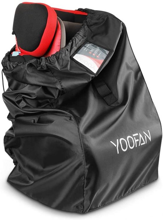 YOOFAN Gate Check Travel Bag with Backpack Shoulder Straps for Strollers, Car Seats, Pushchairs, Boosters, Infant Carriers and Wheelchairs, Water Resistant - Great for Airplane and Storage (Black) - Image 2