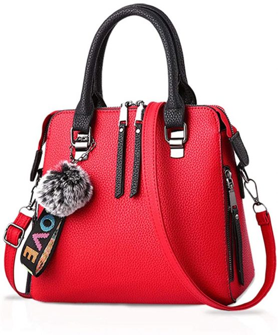 NICOLE&DORIS Women Fashion Handbags Tote Bags Classic Ladies Cross Body Shoulder Bag Messenger Bag Leather Large Capacity Red